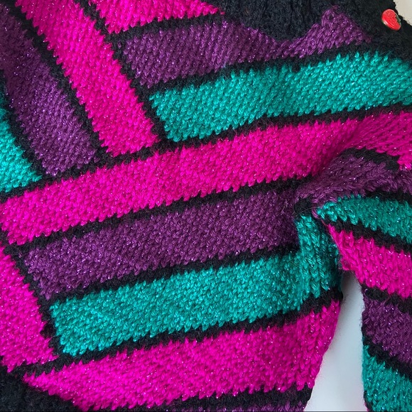 Vintage handmade knit girls sweater 80s inspired - Picture 7 of 8